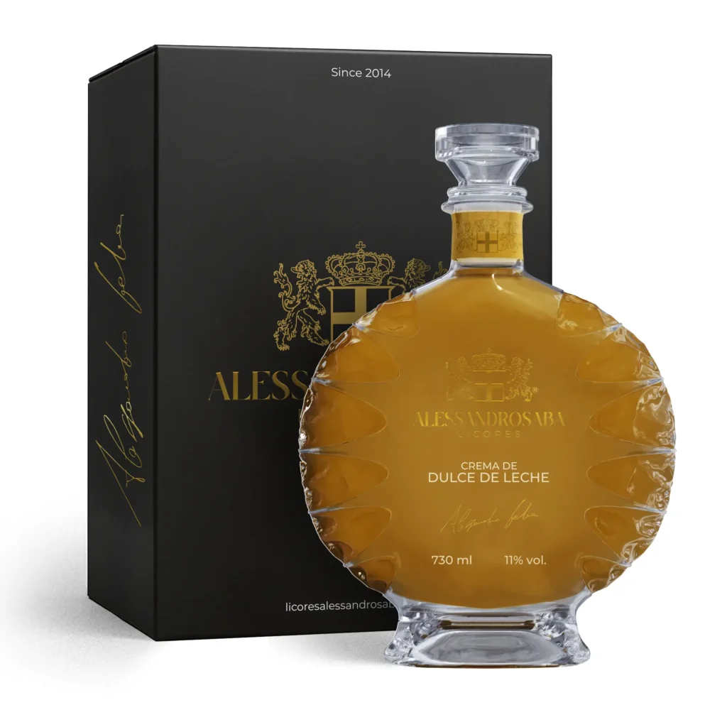 Garrafa de licor cremoso de doce de leite